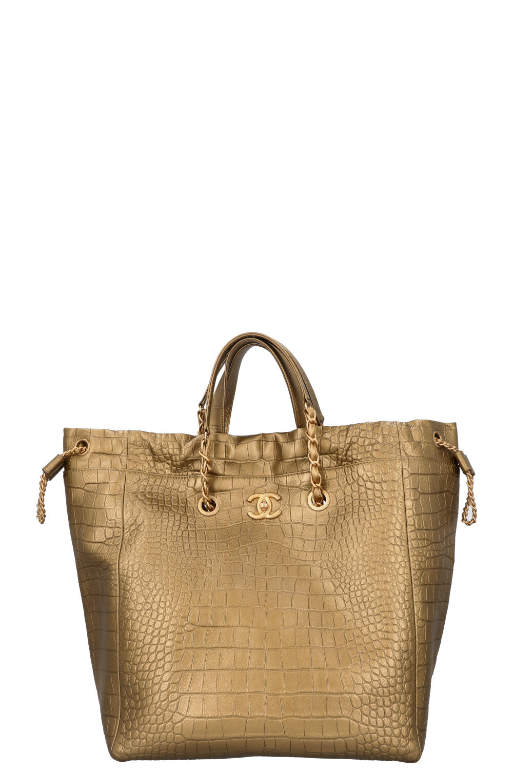 CHANEL Tote Bag Leather Gold