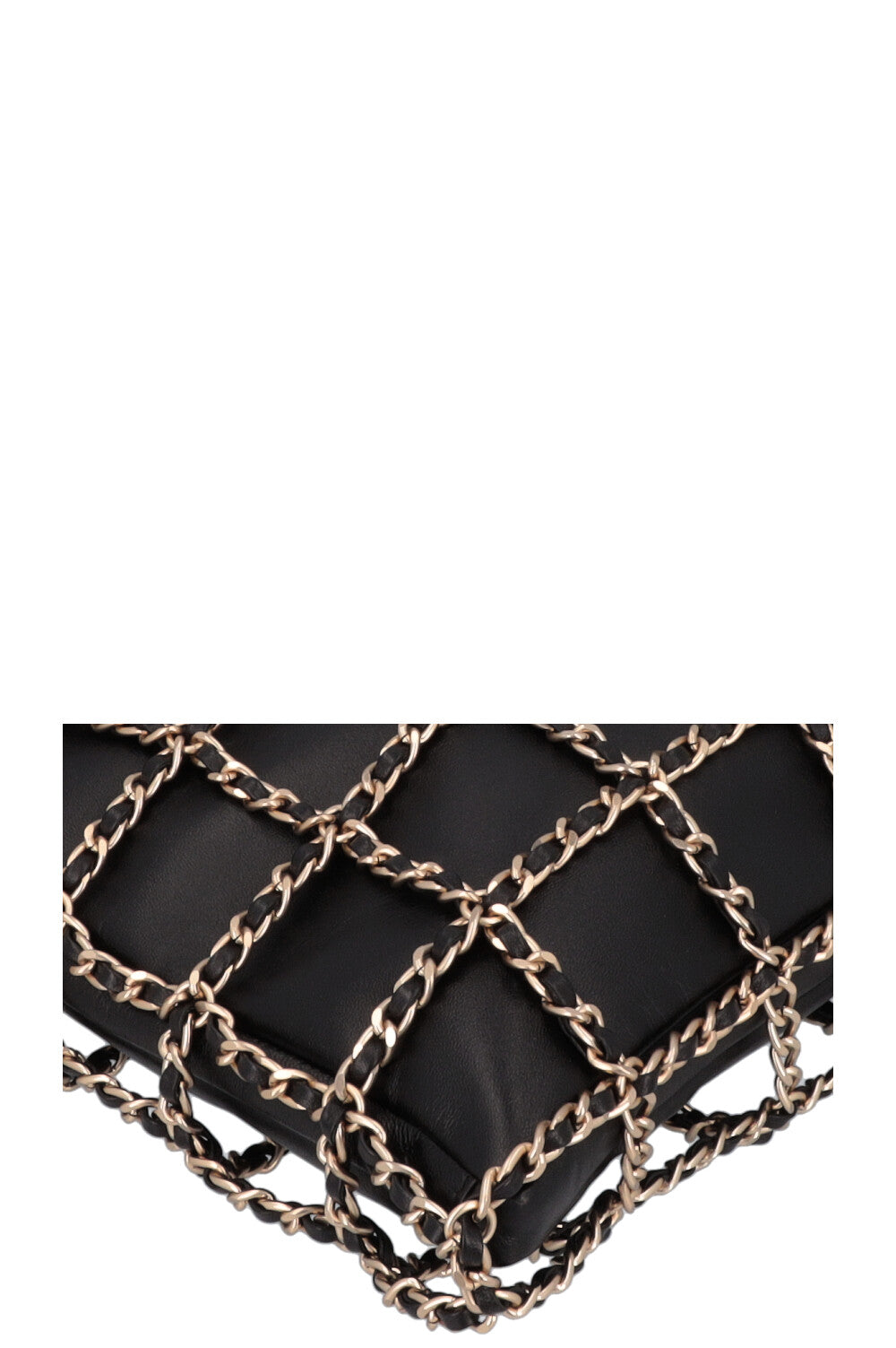 CHANEL Chain Tote Bag Leather Black