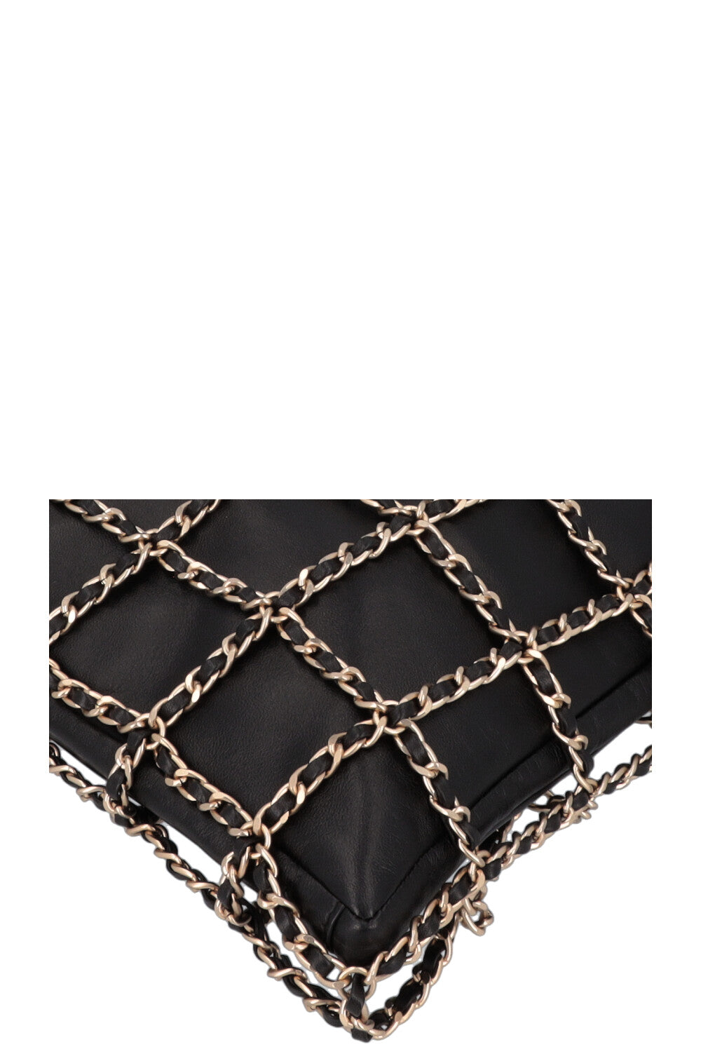 CHANEL Chain Tote Bag Leather Black