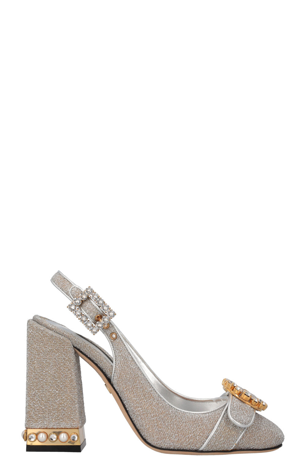 DOLCE&GABANNA Crystal Glitter Slingback Silver