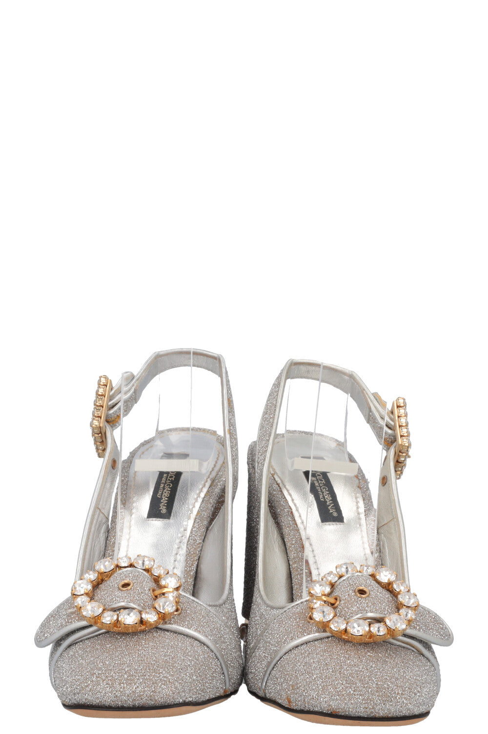 DOLCE&GABANNA Crystal Glitter Slingback Silver