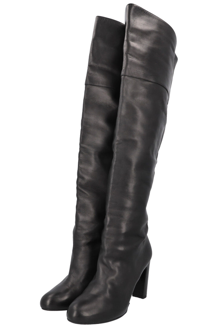 HERMÈS Knee High Boots Black Leather