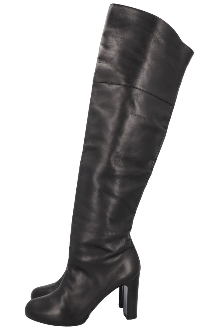 HERMÈS Knee High Boots Black Leather