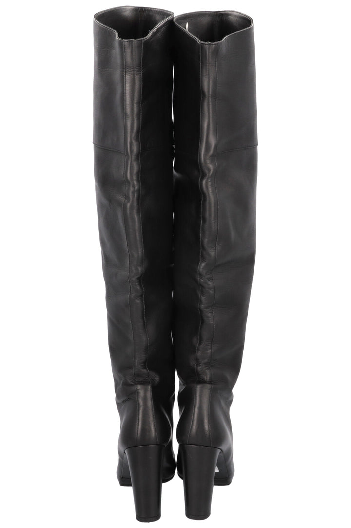 HERMÈS Knee High Boots Black Leather