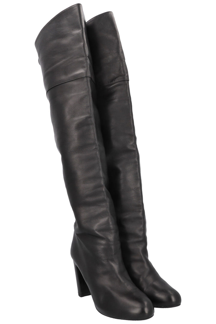 HERMÈS Knee High Boots Black Leather