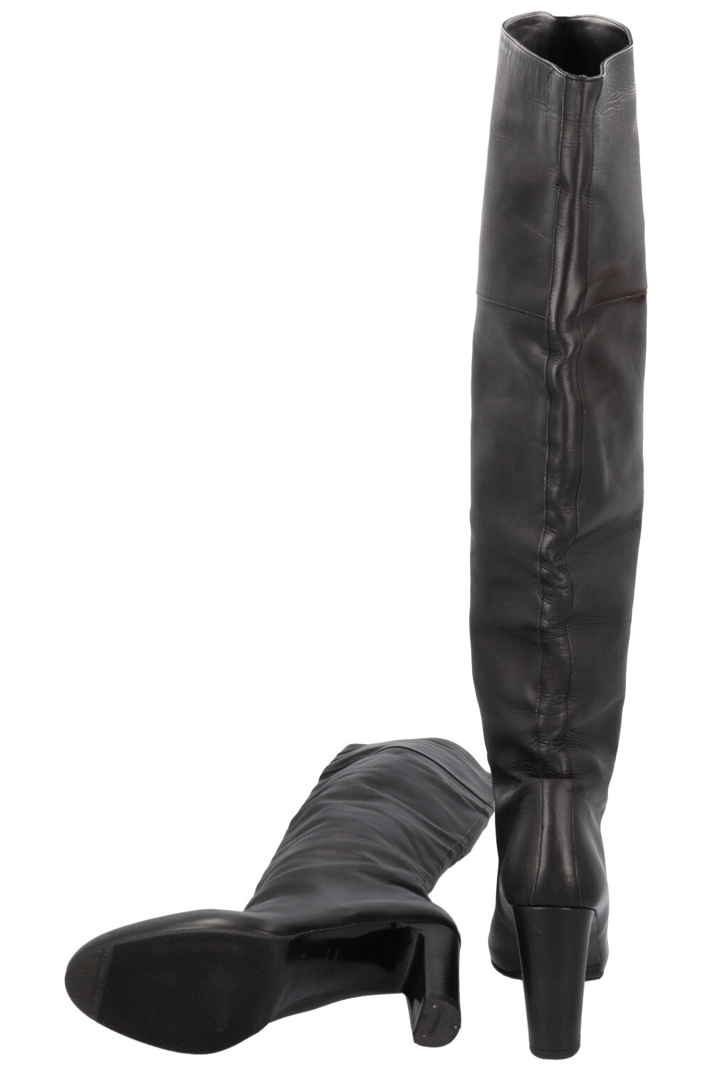 HERMÈS Knee High Boots Black Leather