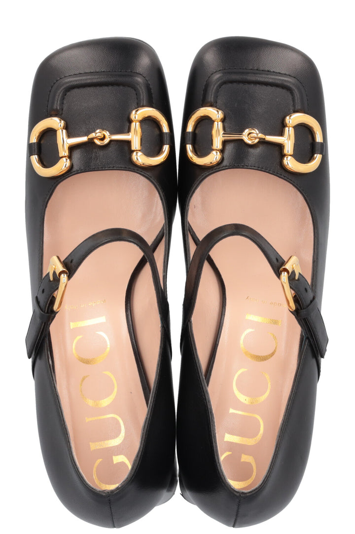 GUCCI Horsebit Mary Jane Heels Black