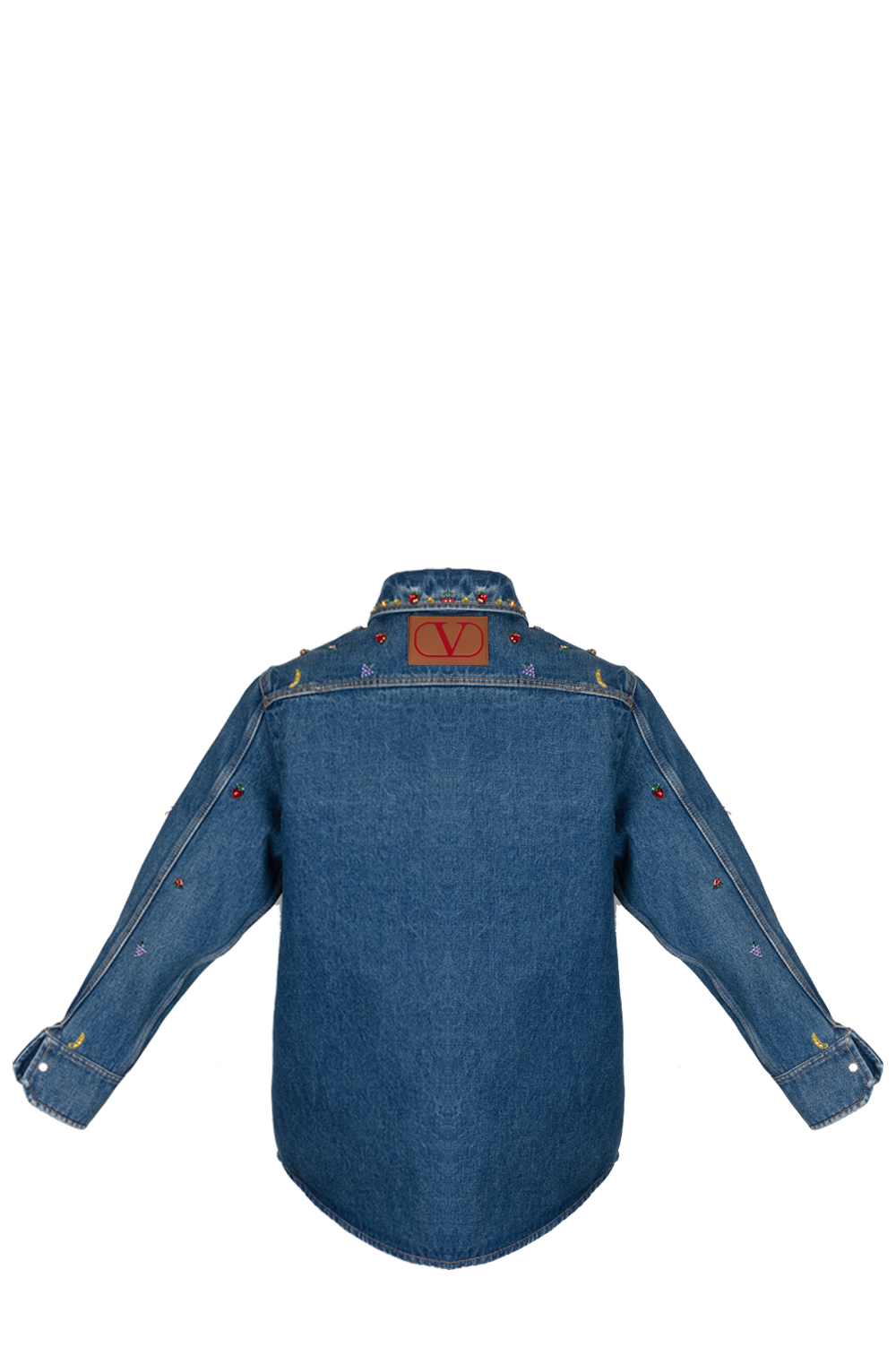 VALENTINO Crystal Fruit Embellished Denim Shirt