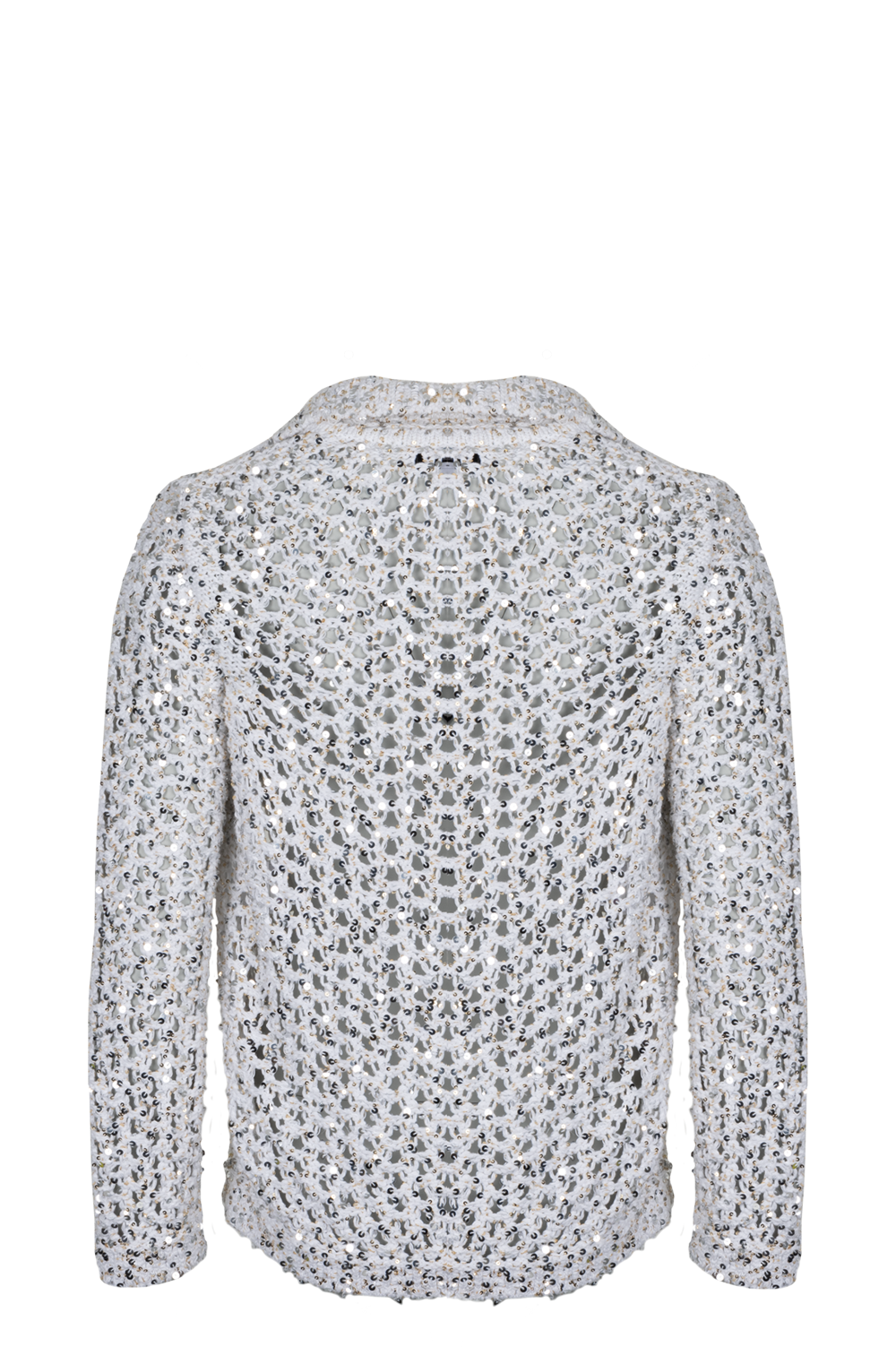 CHANEL Knit Jacket White Sequin