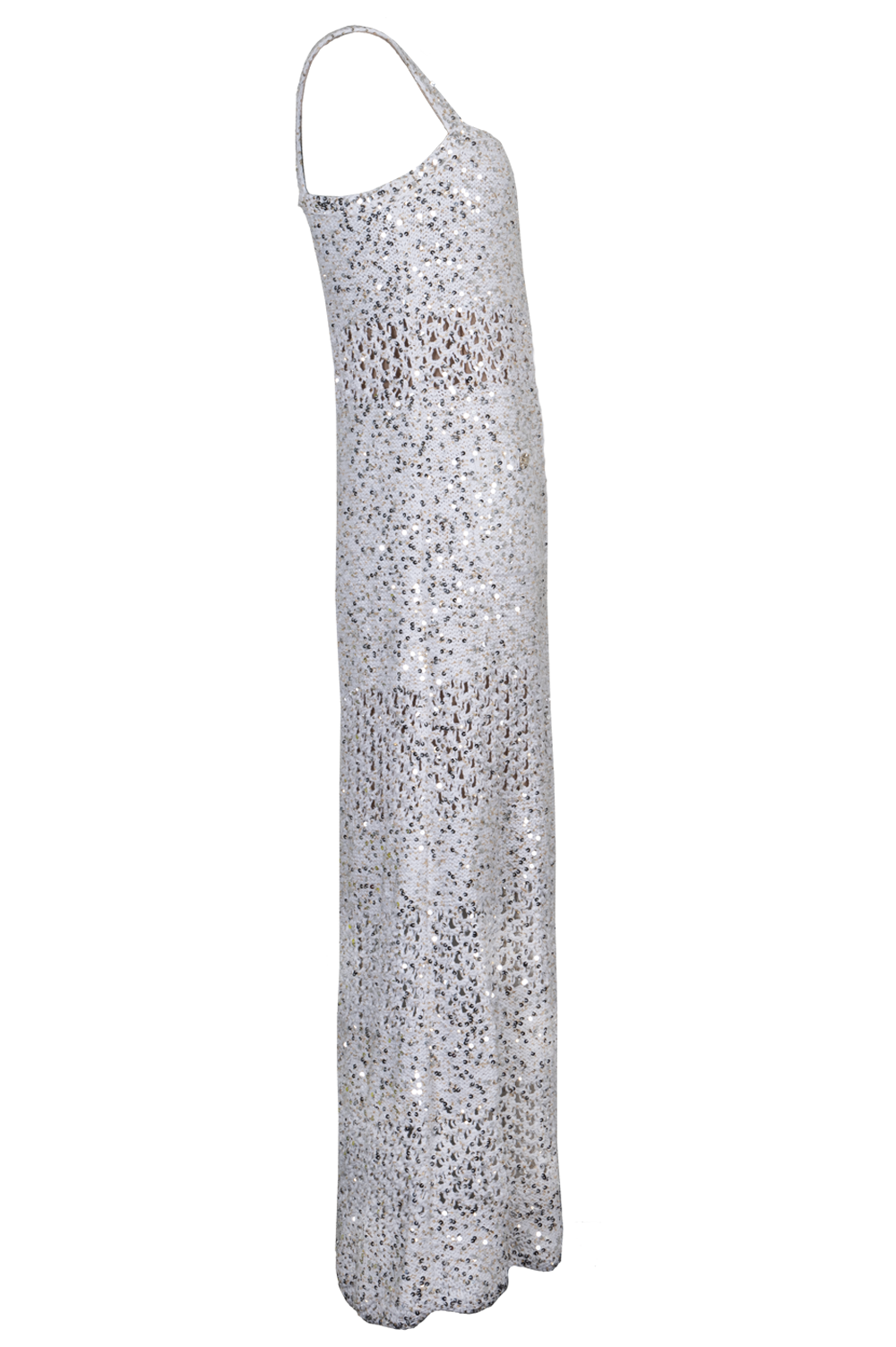 CHANEL Robe en maille à sequins Blanc