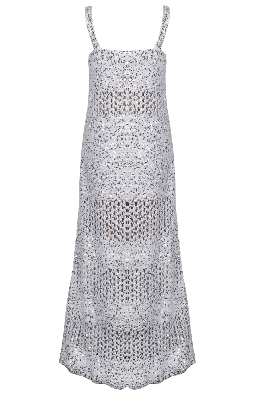 CHANEL Knit Dress Sequin White