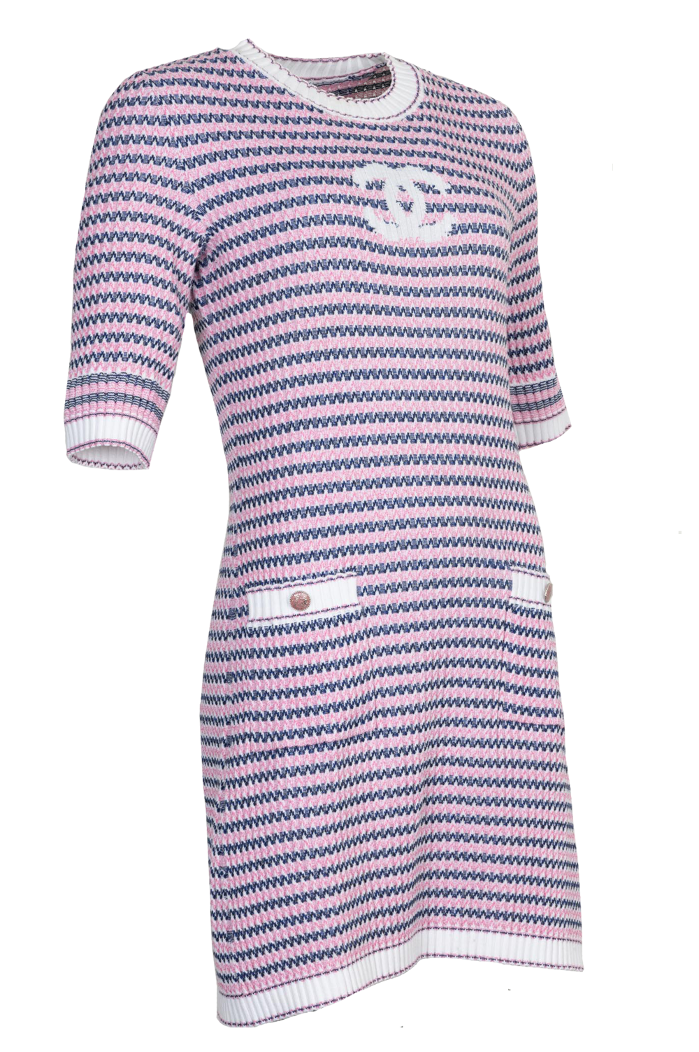 CHANEL CC Dress Cotton Pink Blue 2020