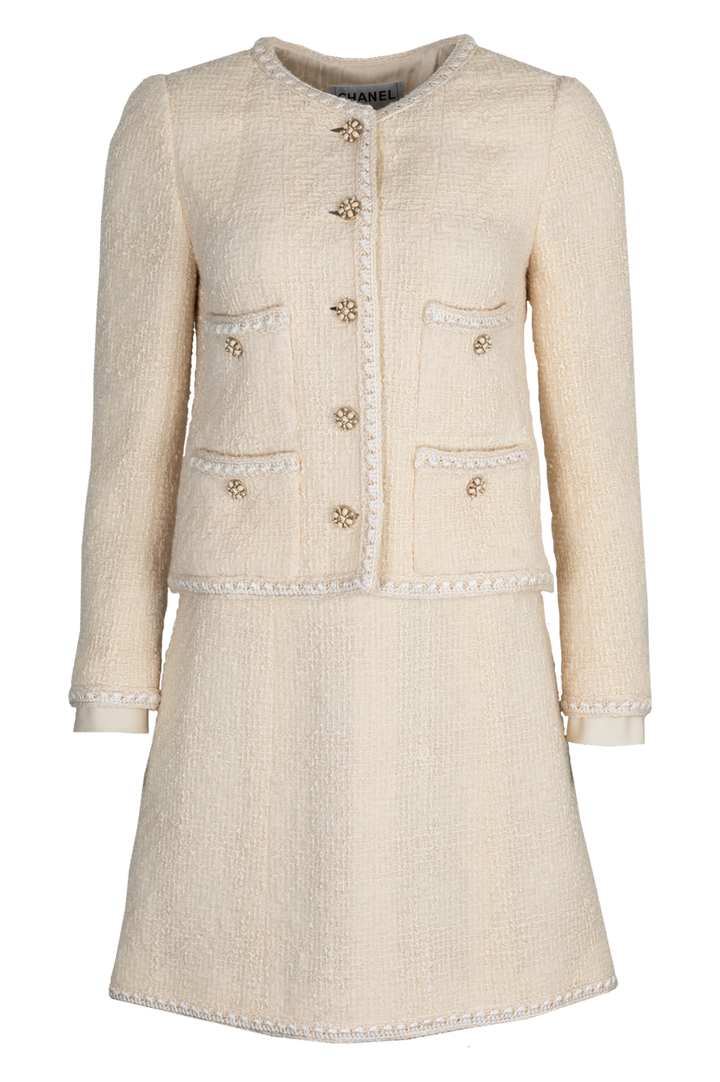 CHANEL 2006 Tweed Gripoix Two Piece Ivory