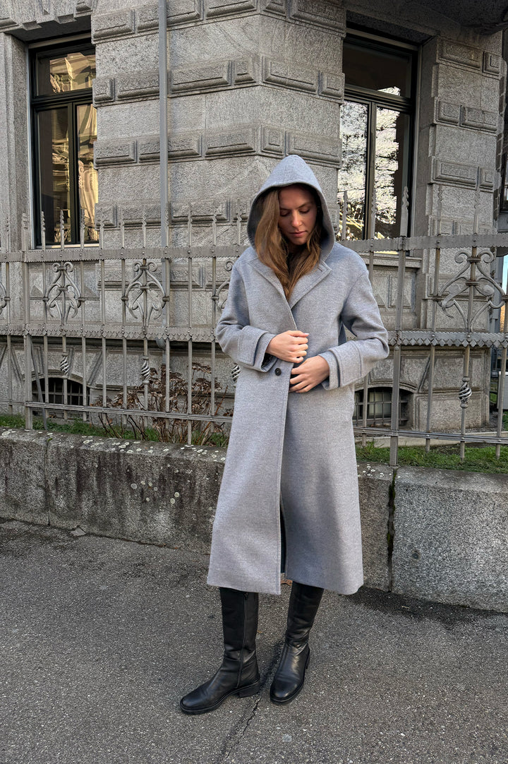 LOEWE Hooded Coat Wool Grey