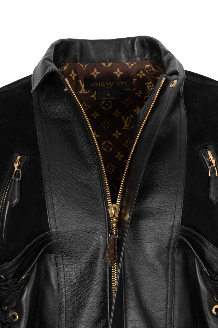 LOUIS VUITTON Leather Bomber Jacket MNG Lining