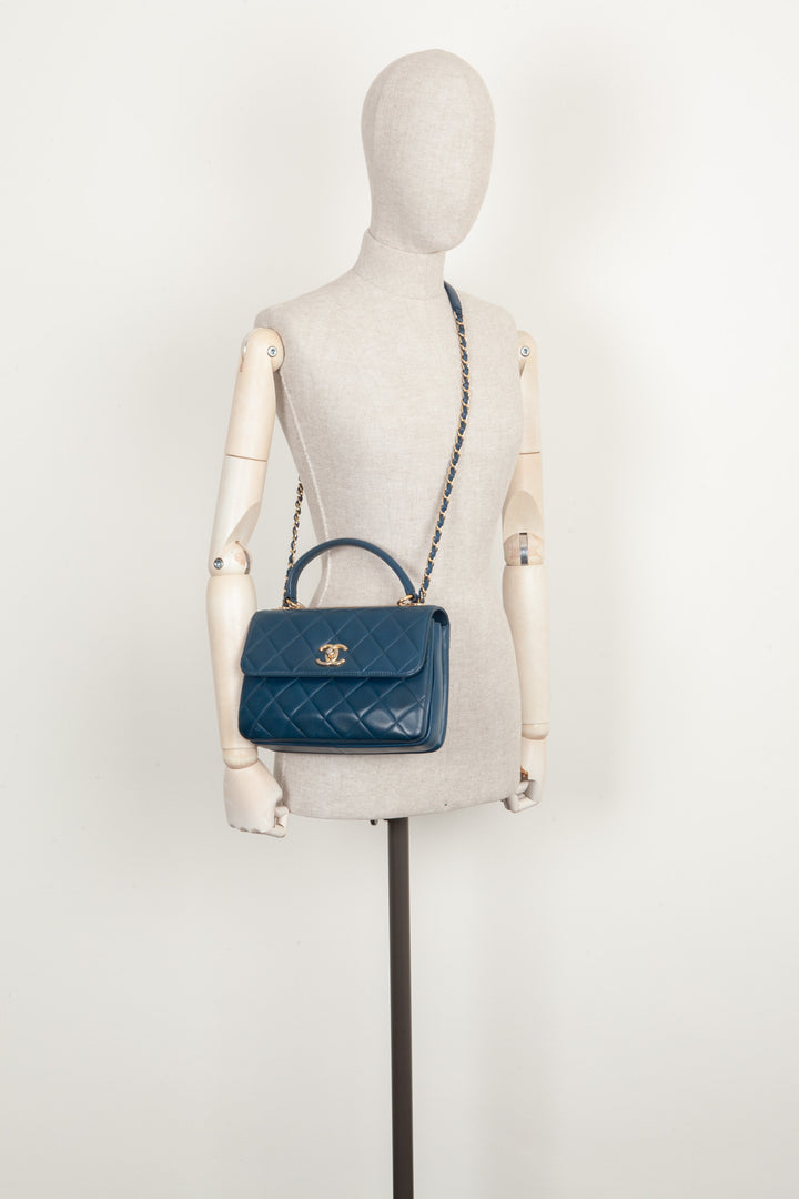 CHANEL Trendy Top Handle Flap Bag Blue