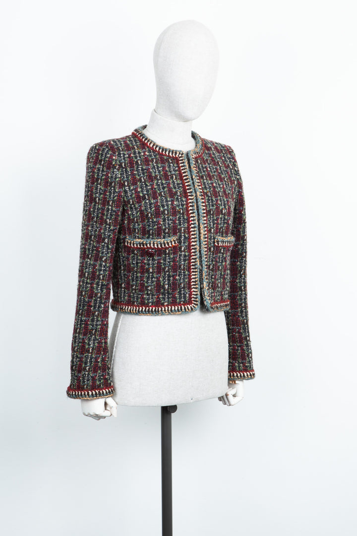 CHANEL Tweed Jacket Bordeaux & Green