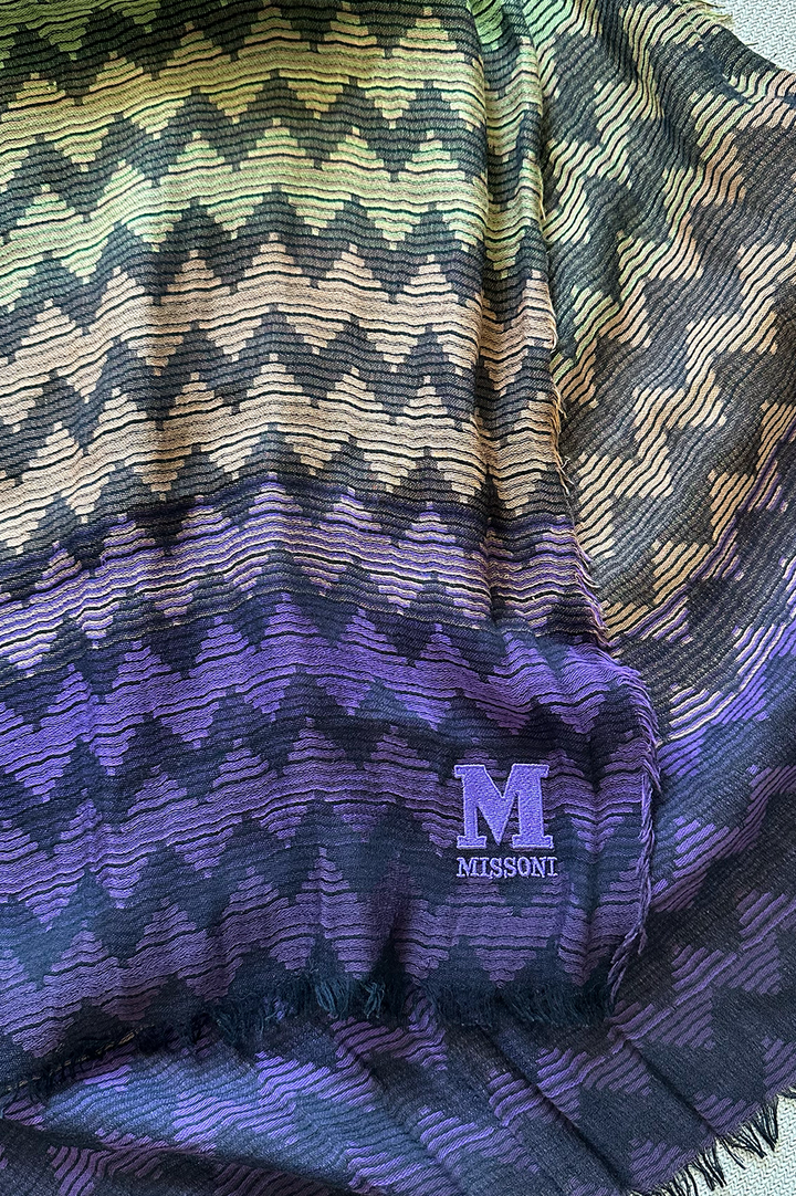 M MISSONI Zig Zag Scarf Purple Green