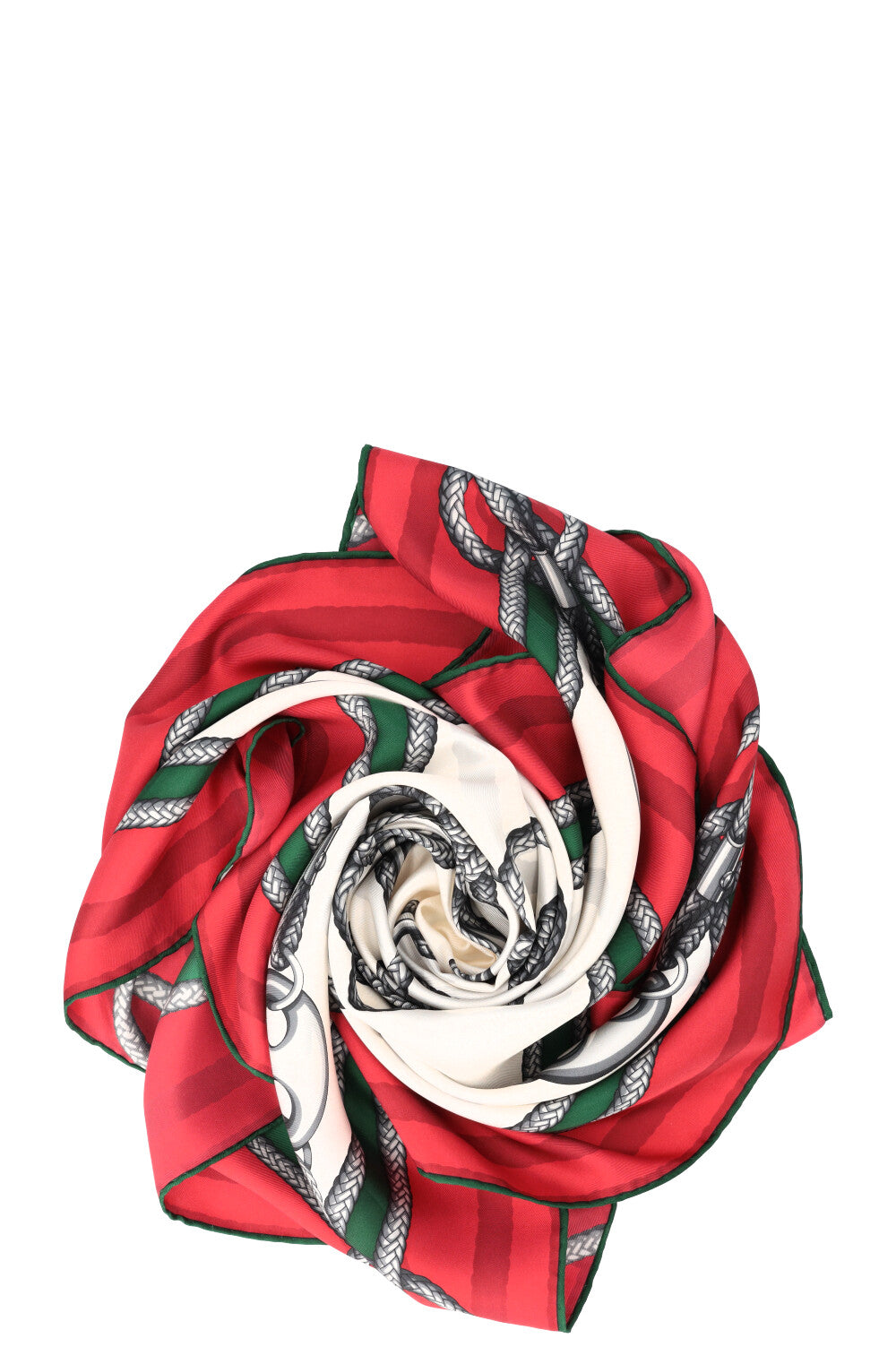 GUCCI Knot Scarf Silk White Red