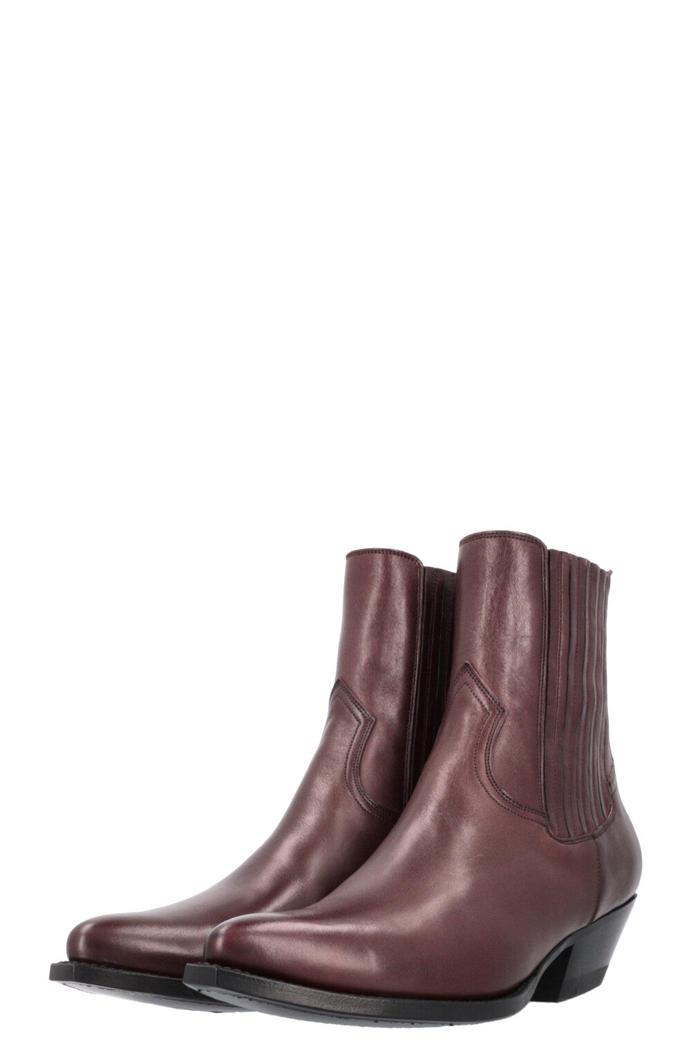 CELINE Cowboy Ankle Boots Burgundy