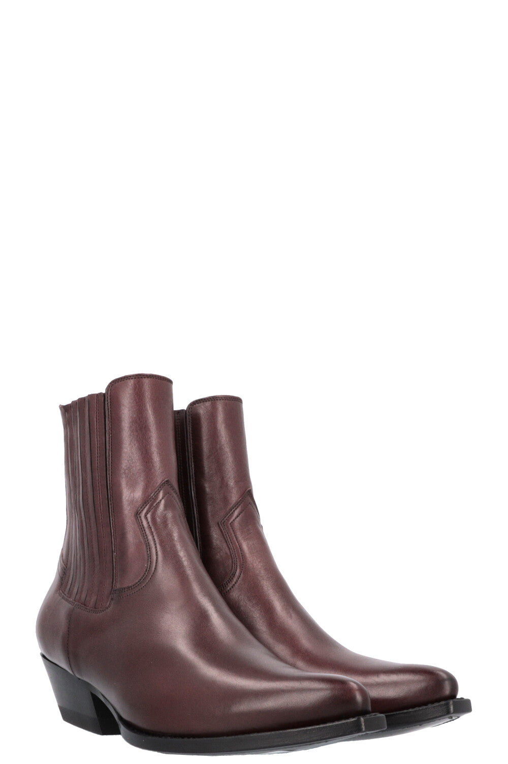 CELINE Cowboy Ankle Boots Burgundy