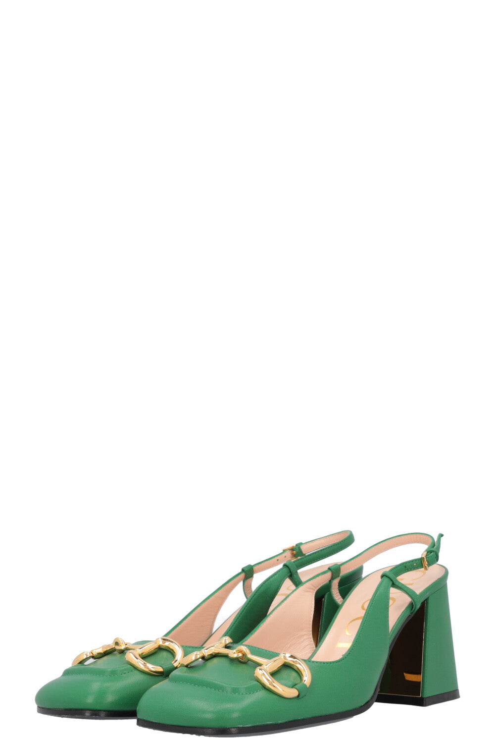 GUCCI Horsebit Block Heels Green