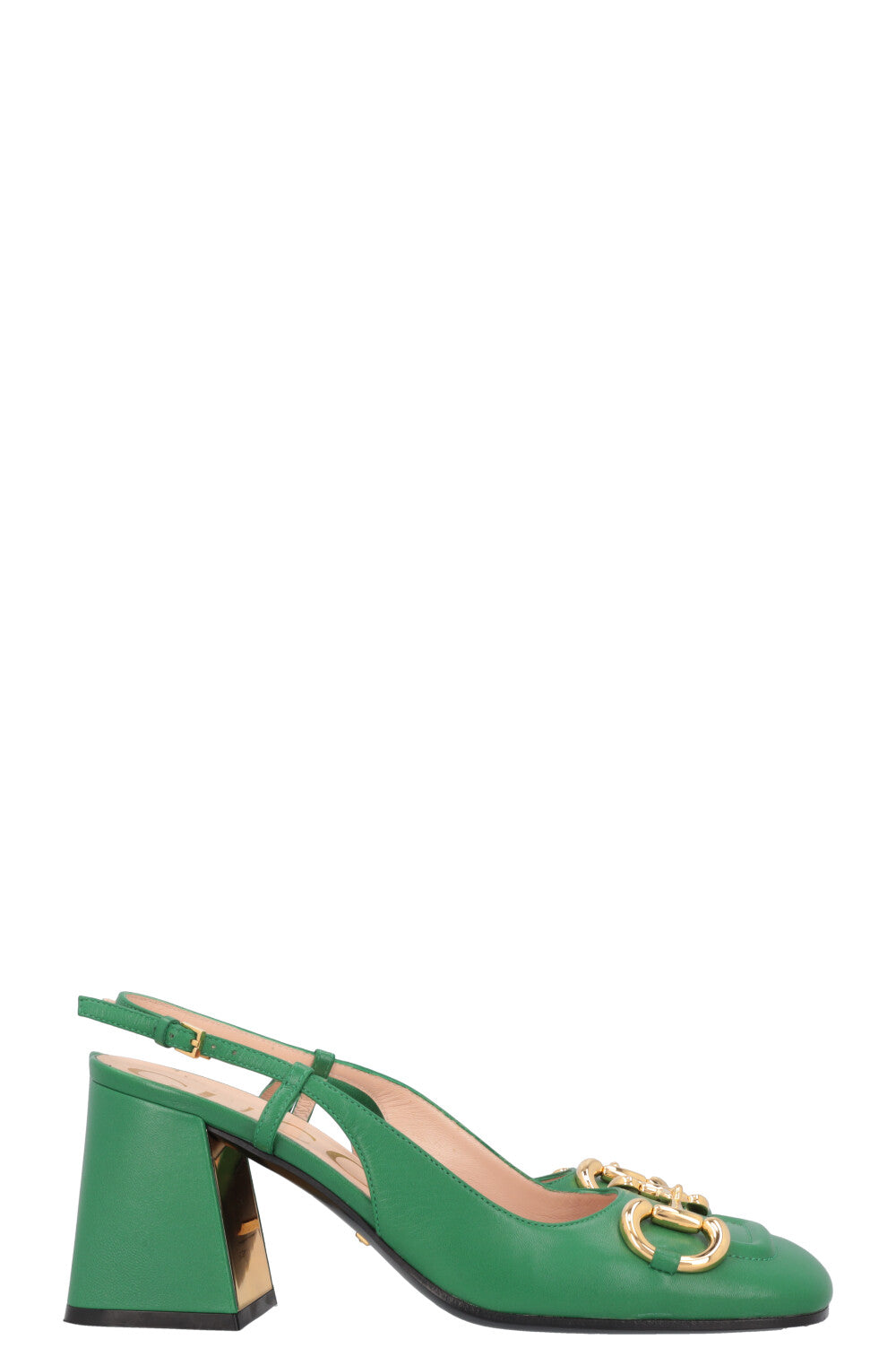 GUCCI Horsebit Block Heels Green