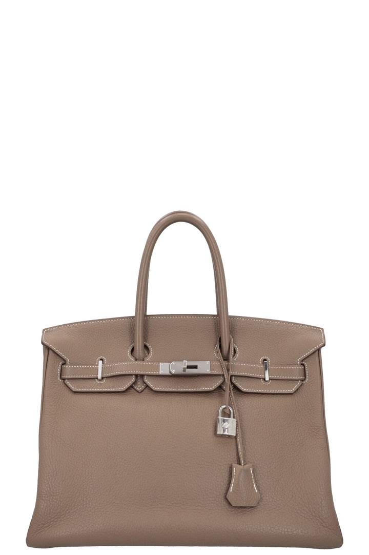 HERMÈS Birkin 35 Clemence Etoupe Palladium