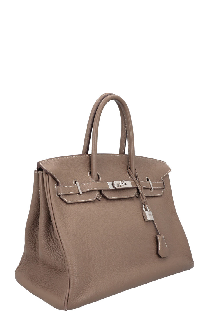 HERMÈS Birkin 35 Clemence Etoupe Palladium