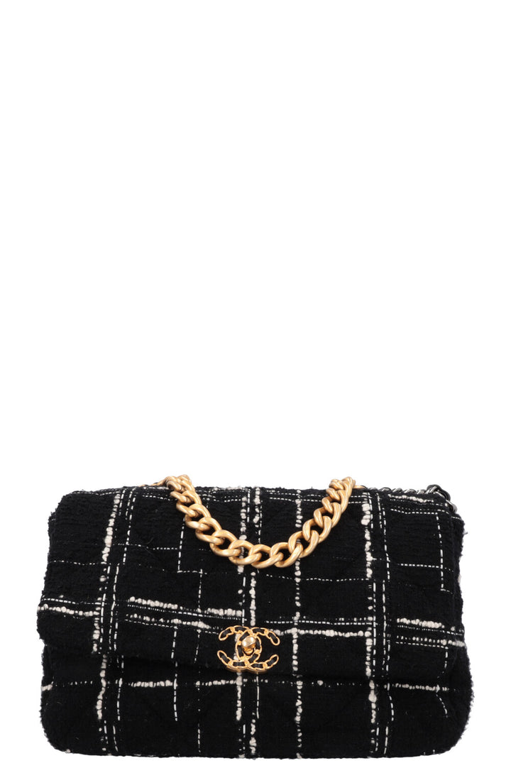 CHANEL 19 Large Tweed Black