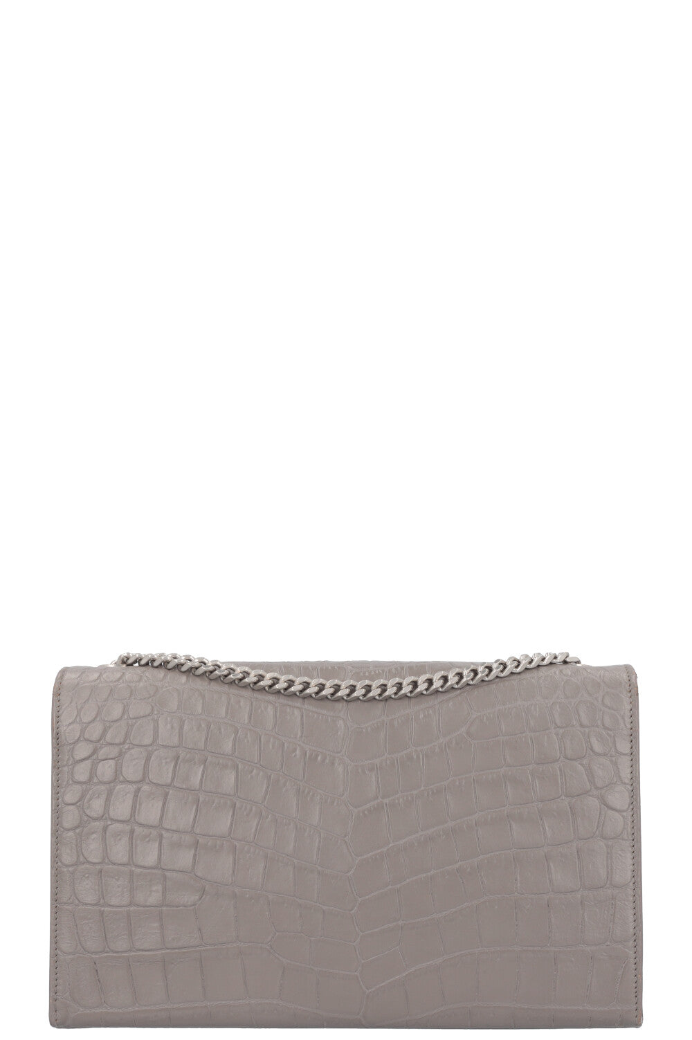 SAINT LAURENT Medium Kate Tassel Bag Croc Embossed Grey