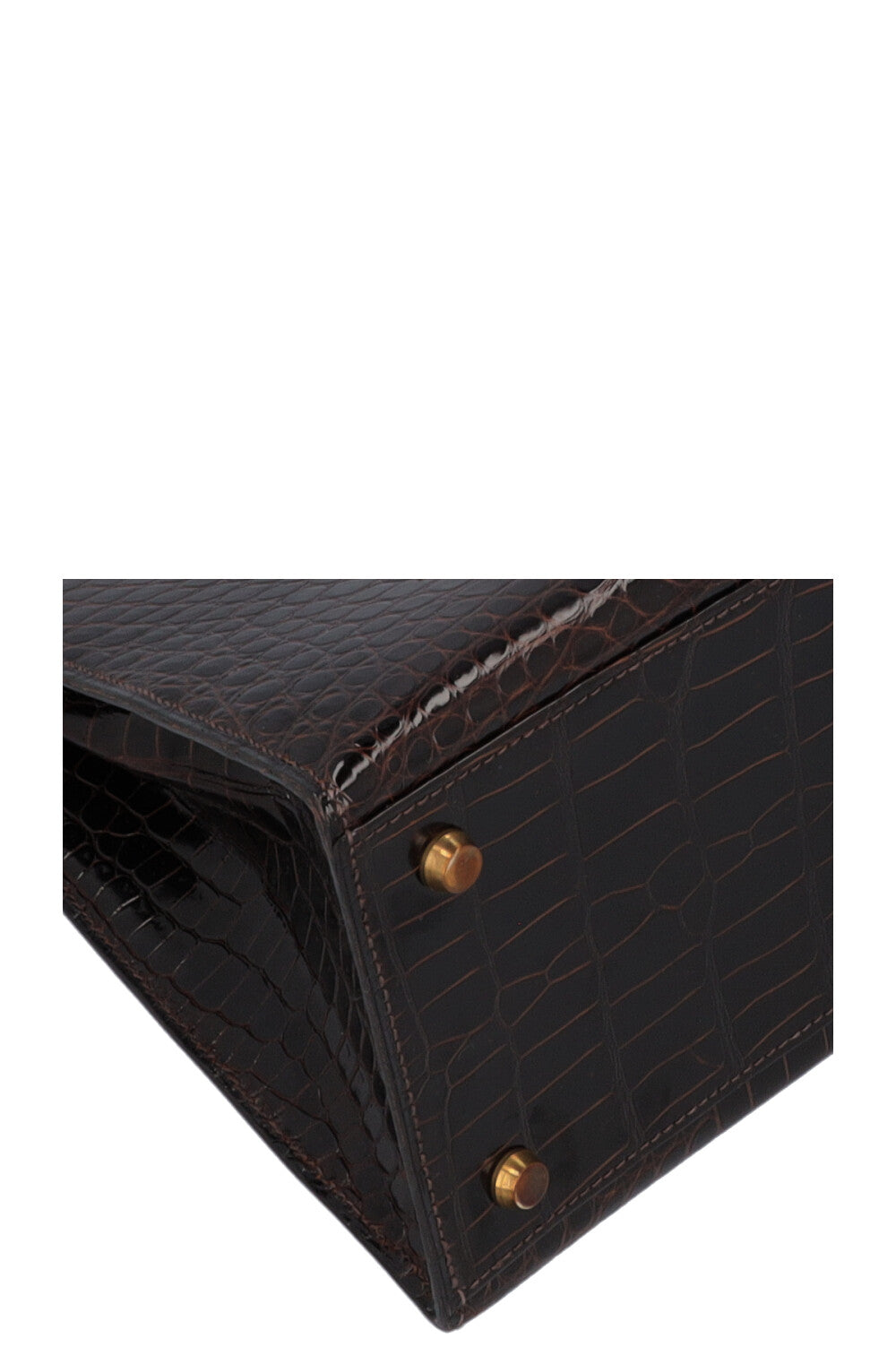 HERMÈS Kelly 32 Shiny Alligator Mississippiensis Brown