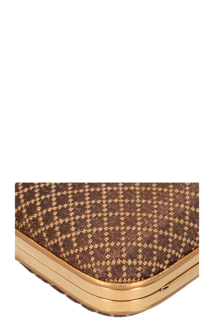 GUCCI Bamboo Minaudiere Clutch Brown Gold