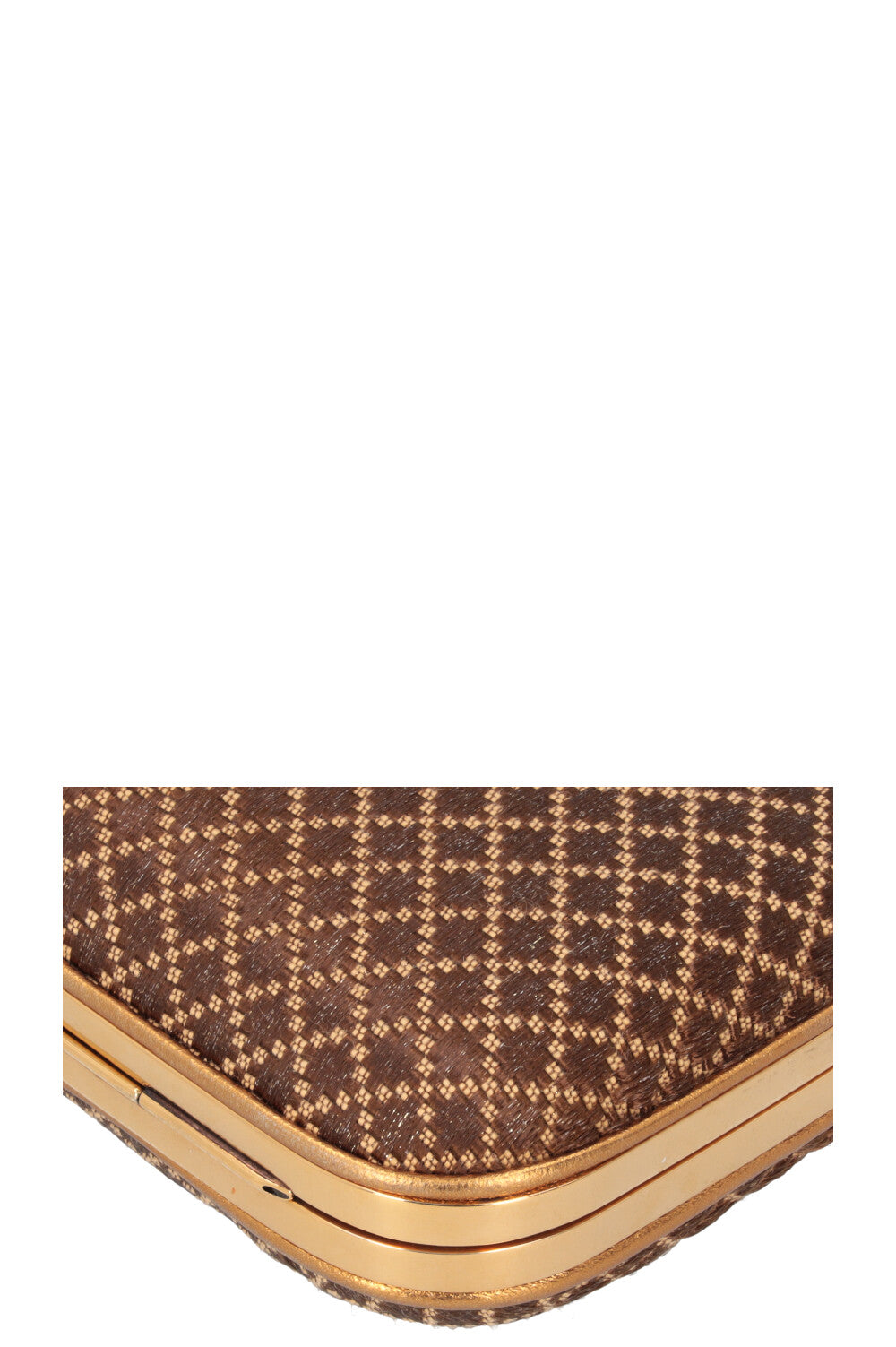 GUCCI Bamboo Minaudiere Clutch Brown Gold