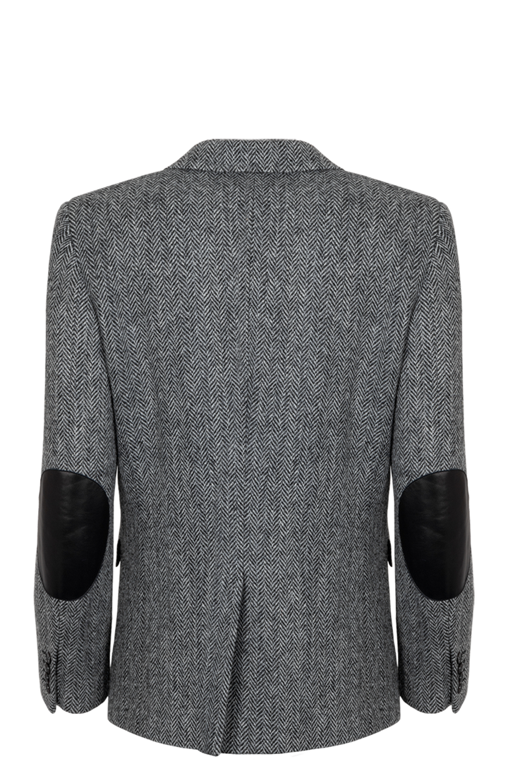 SAINT LAURENT 2015 Herringbone Blazer Jacket Black White