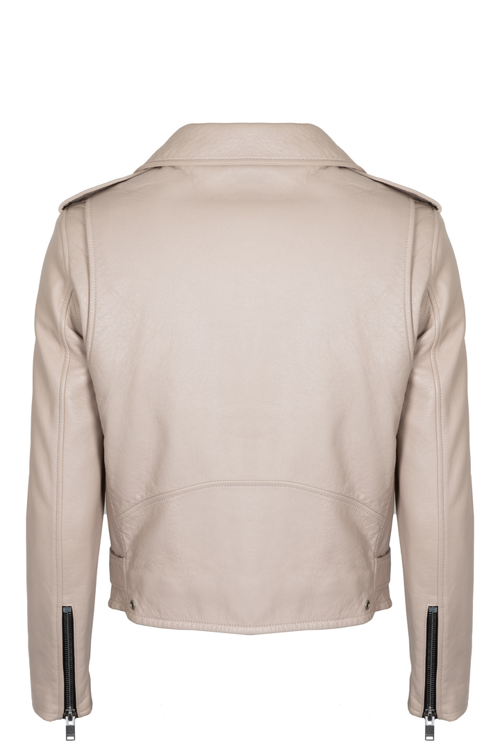 SAINT LAURENT Belted Jacket Leather Beige