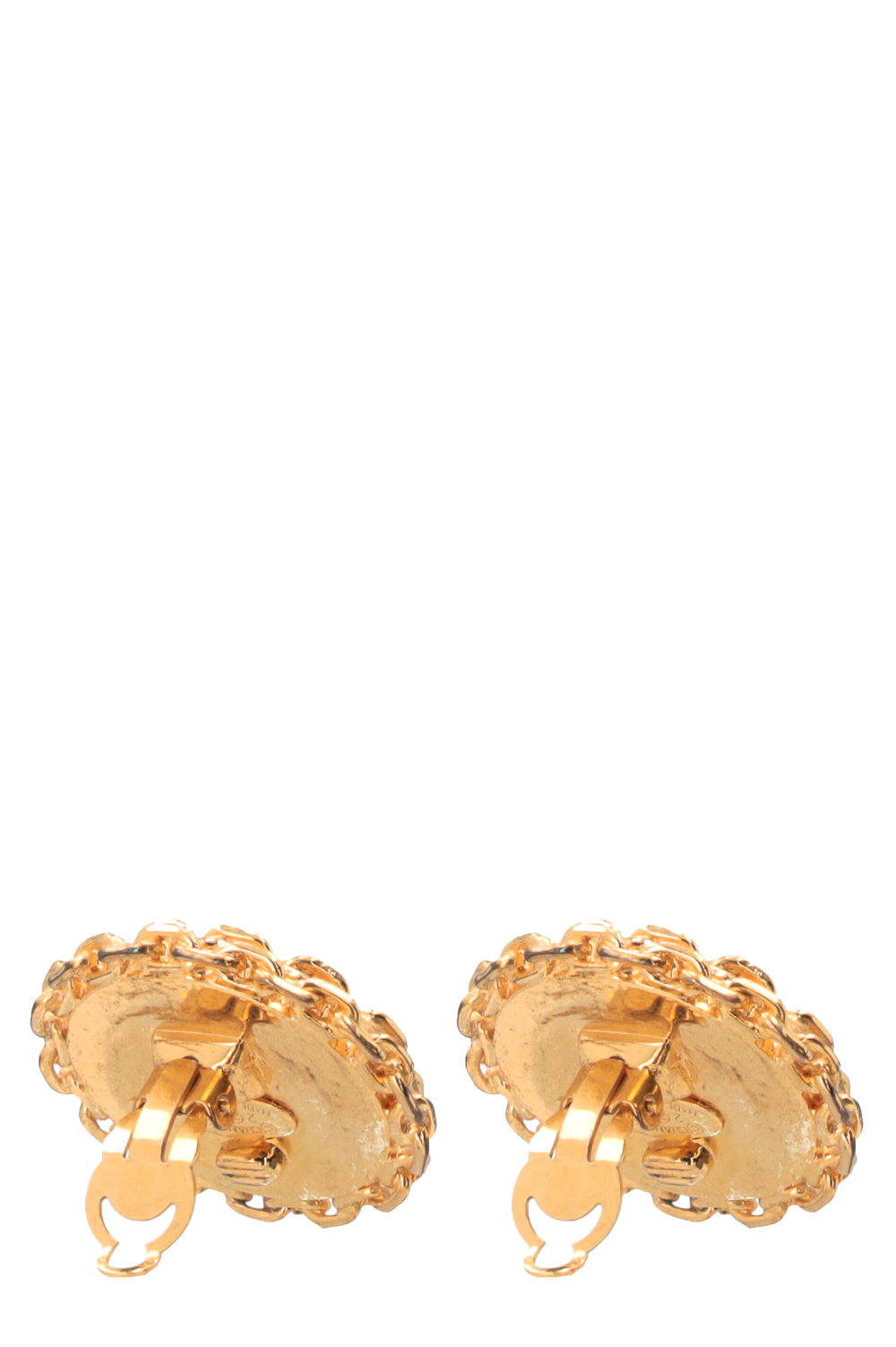 CHANEL CC Clip Earrings Gold Black