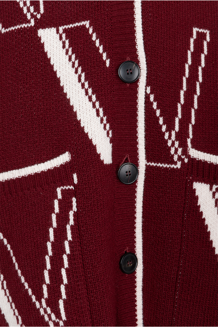 VALENTINO Knit Cardigan Wool Burgundy