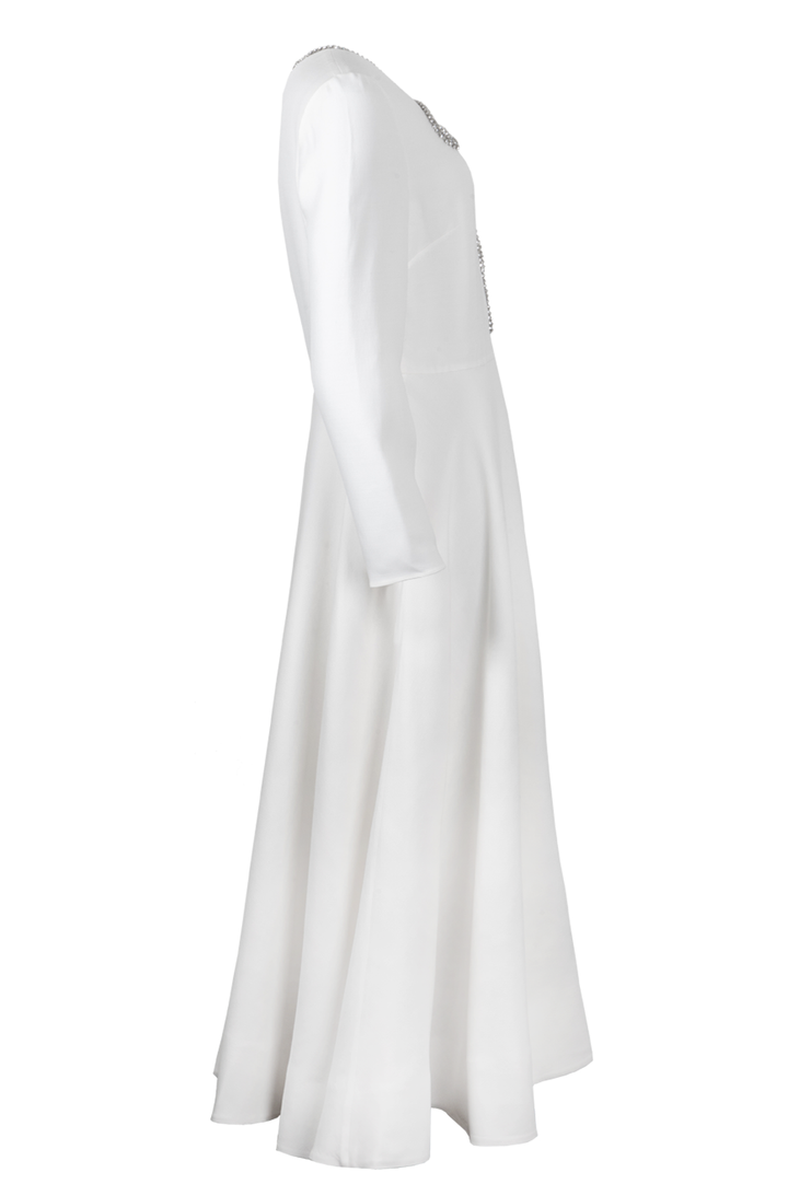 VALENTINO Crystal Bow Dress Ivory