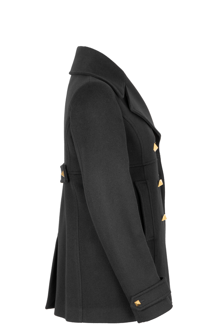 VALENTINO Roman Stud Coat Wool Black