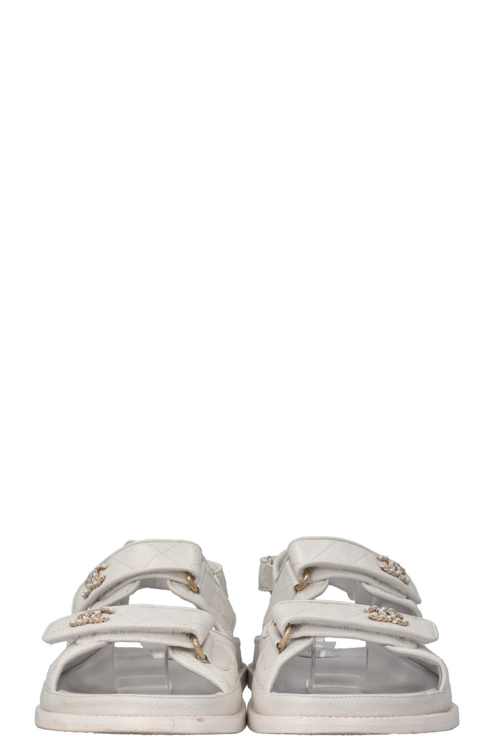 CHANEL Dad Sandals White Quilted