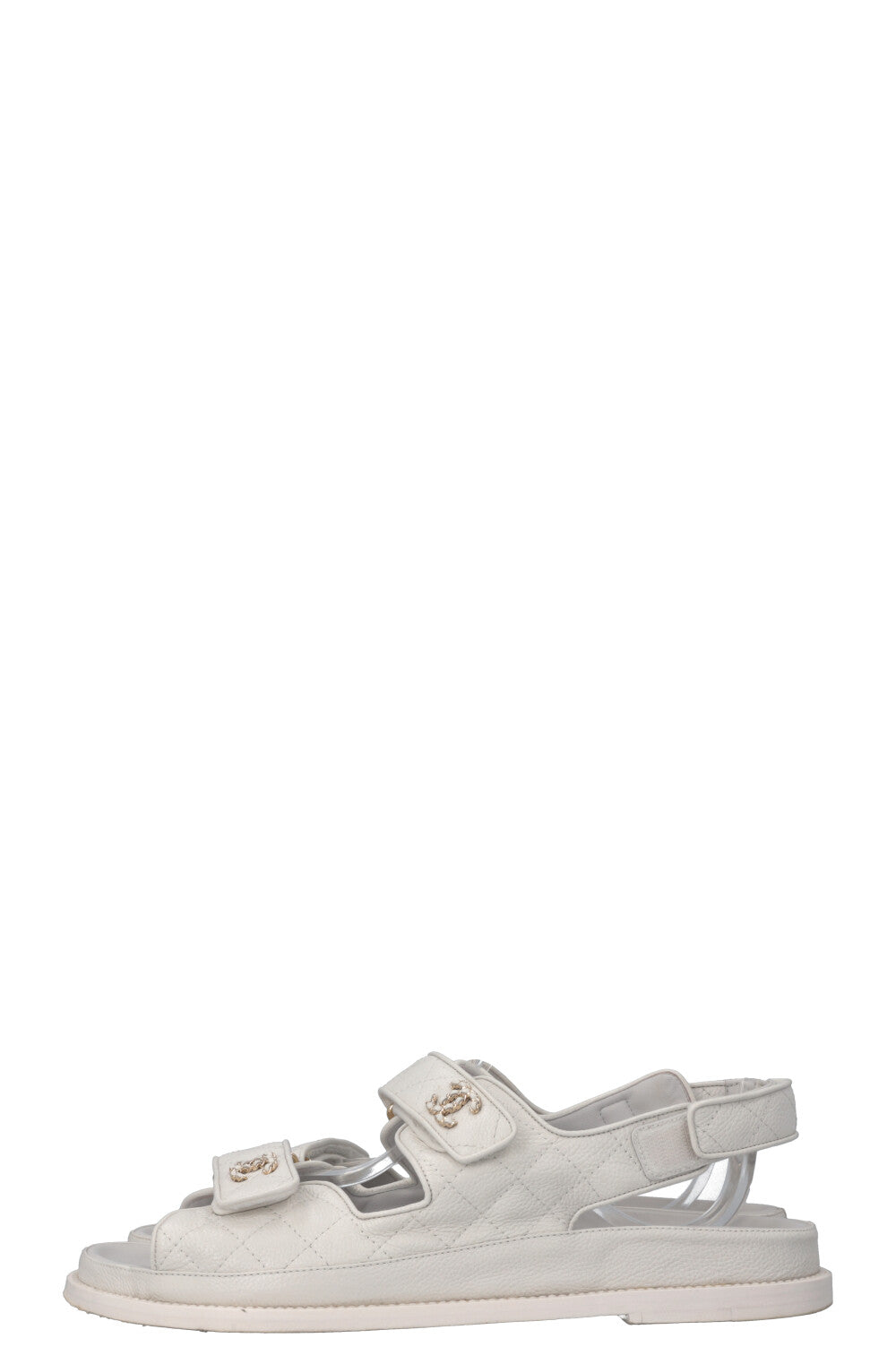 CHANEL Dad Sandals White Quilted