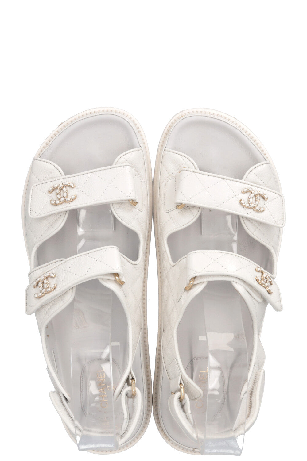 CHANEL Dad Sandals White Quilted