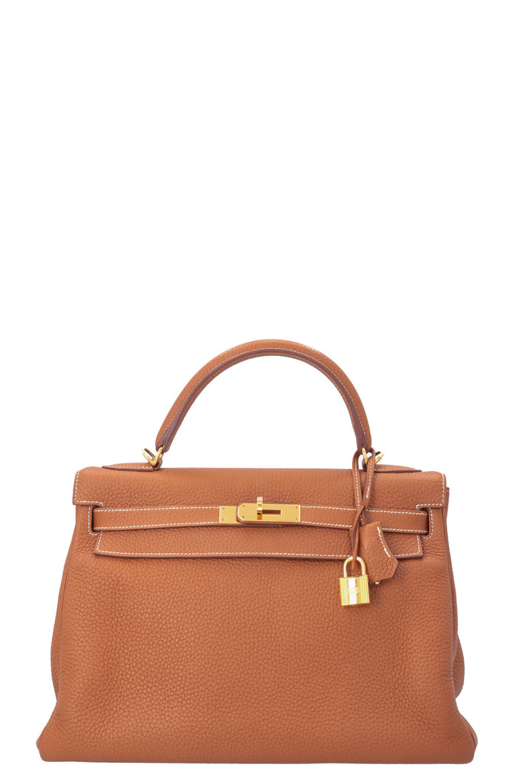 HERMÈS Kelly 32 Retourne Gold Clemence