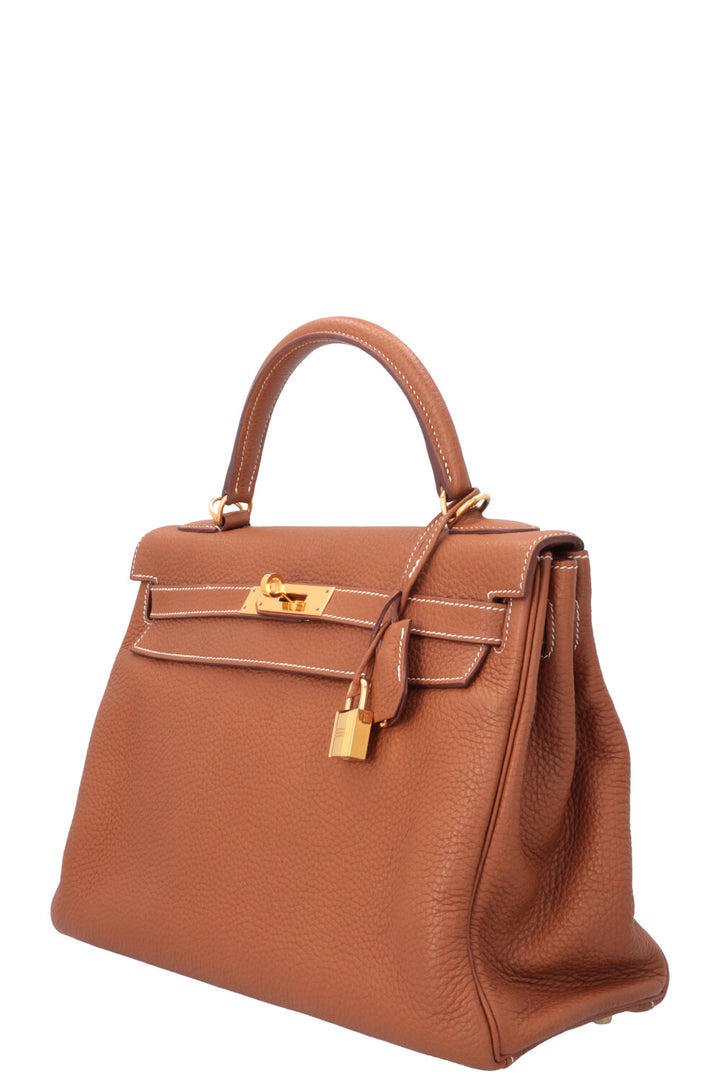 HERMÈS Kelly 32 Retourne Gold Clemence