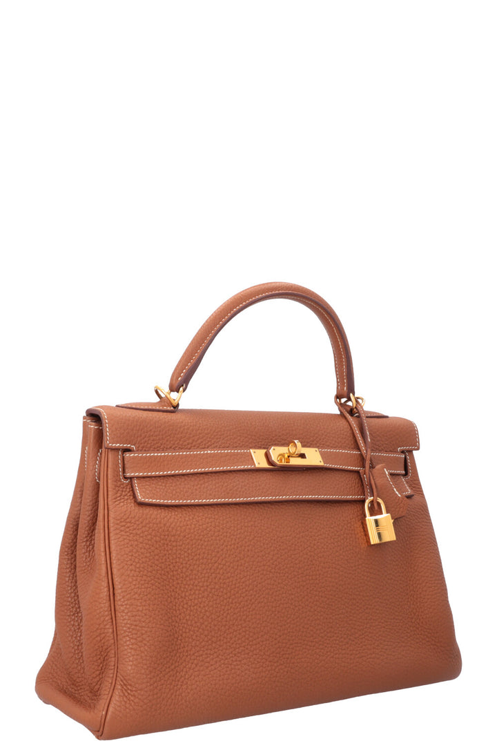 HERMÈS Kelly 32 Retourne Gold Clemence