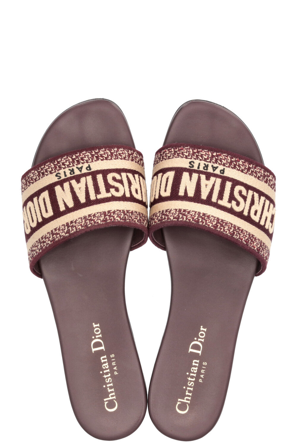 CHRISTIAN DIOR Dway Slides Burgundy Beige