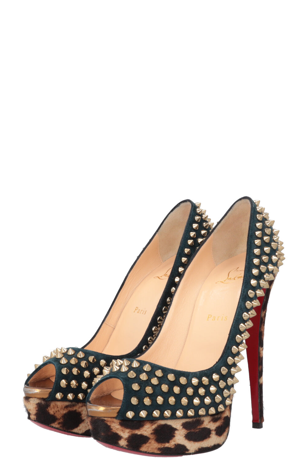 CHRISTIAN LOUBOUTIN Spike Plateau Heels Calf Hair