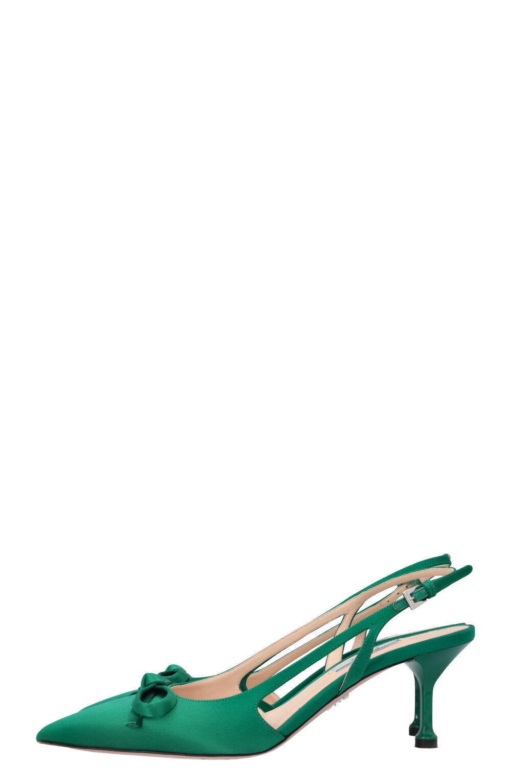 PRADA Slingback Bow Heels Satin Green