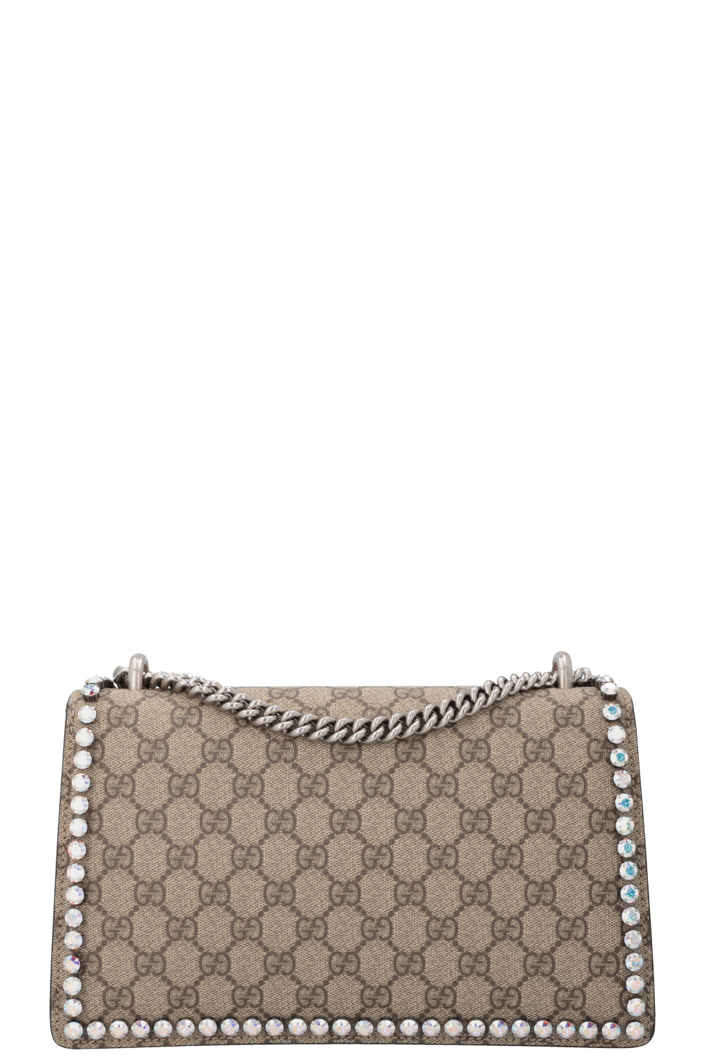 GUCCI Crystals Dionysus Bag Medium GG Suede Black